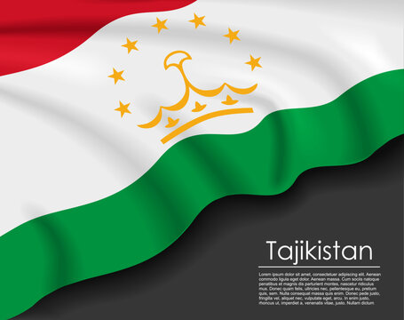 Tajikistan waving flag template for national day or travel concept. Vector illustration.