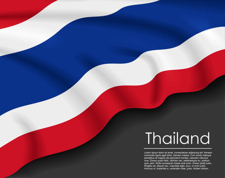 Thai waving flag template for national day or travel concept. Vector illustration.