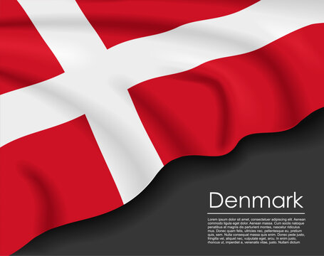 Danish waving flag template for national day or travel concept. Vector illustration.