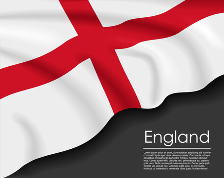 English waving flag template for national day or travel concept. Vector illustration.