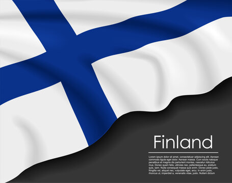Finnish waving flag template for national day or travel concept. Vector illustration.