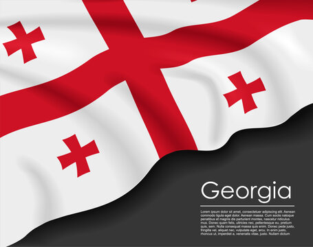 Georgian waving flag template for national day or travel concept. Vector illustration.