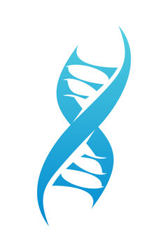 Dna helix icon, genome spiral symbol of biotechnology lab research, science, medical innovation technology, gene evolution label. Emblem for scientific laboratory with double DNA spiral or strand