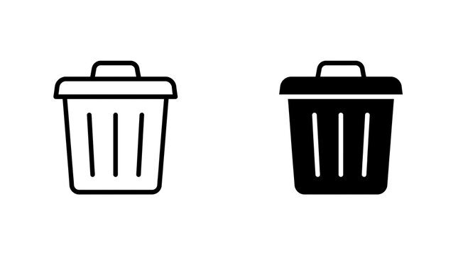 Trash can icon set isolated on transparent background