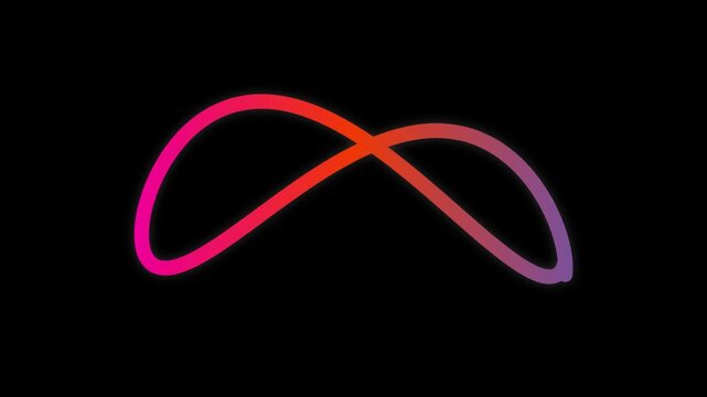 Neon infinity symbol line art drawing animation creating endless glowing loop motion.