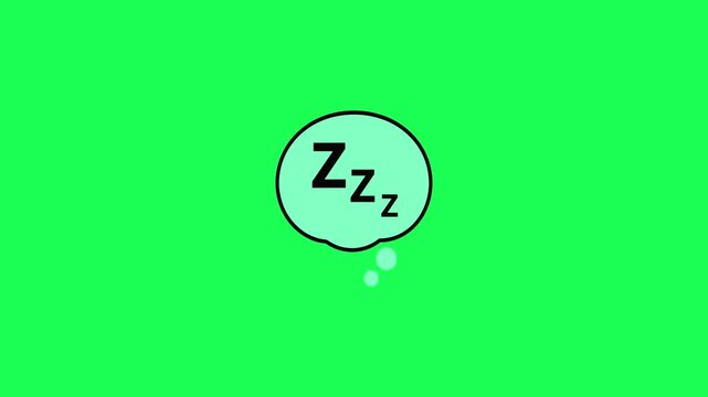 Cartoon sleep bubble with zzz letters on vibrant green background