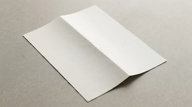 A folded white piece of paper on a gray background