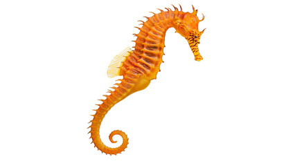 Bright orange seahorse with curled tail, isolated on transparent background © George
