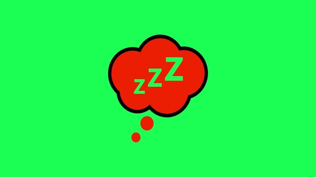 Dreaming thought bubble with zzz letters on green background