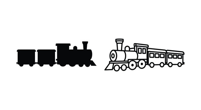 Black and white illustration depicts two steam locomotives with varying levels of detail