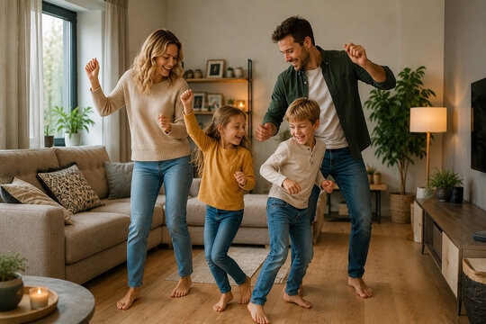 Happy Family Spending Quality Time Together at Home