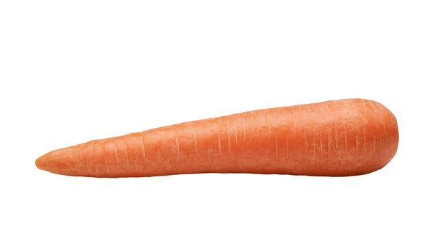 Orange raw carrot with visible texture, isolated on transparent background