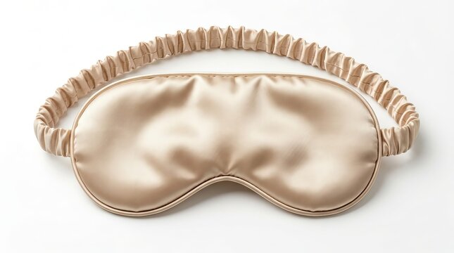 Silk sleep mask in champagne gold, luxury satin eye cover for travel, soft blindfold for rest