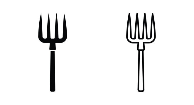 Garden pitchfork silhouettes on a white background a simple two tone illustration