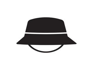 Fototapeta premium Minimalist bucket hat icon silhouette vector design. Flat style black headwear outline for fashion branding and apparel graphics.