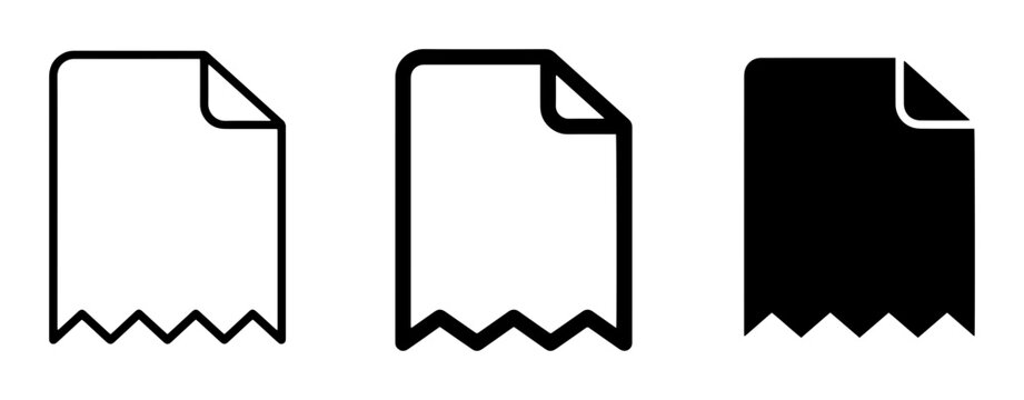 Document Icons Set: Blank Paper, Outline, Solid Black, Vector Graphics for Records