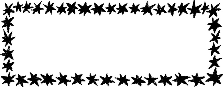 Star crayon frame with punk doodle border. Black crayon border with white space for photos and text
