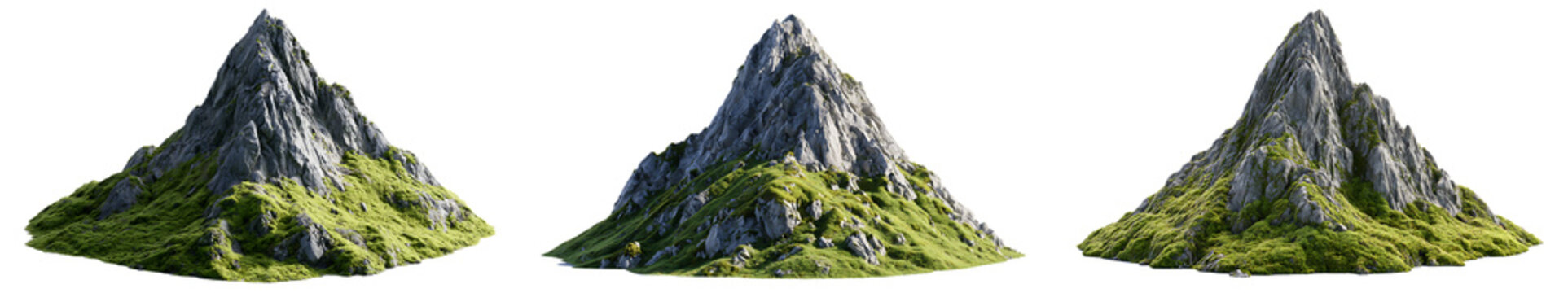 Set of green mountains isolated on transparent background