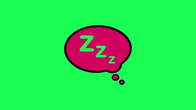 Sleepy thought bubble with zzzs on bright green background