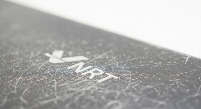 Abstract image featuring a scratched card with NRT text on a minimalist background, AI generated