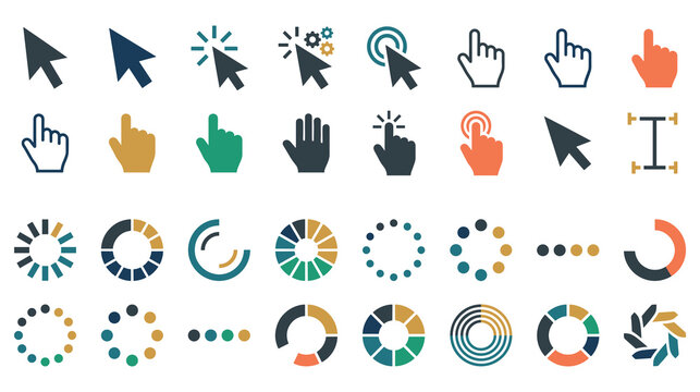 Cursor and loading icons for web and app interfaces.