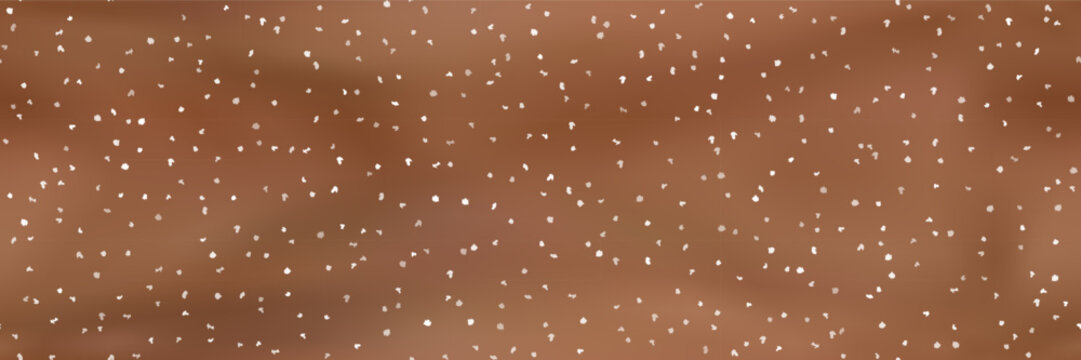 Seamless deer skin texture bg with random white spots pattern. Minimalist abstract animal fur print on brown background. Vector luxury dapple fawn backdrop for fabric design.