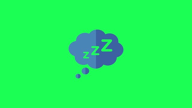 Sleeping thought bubble icon illustration on bright green background