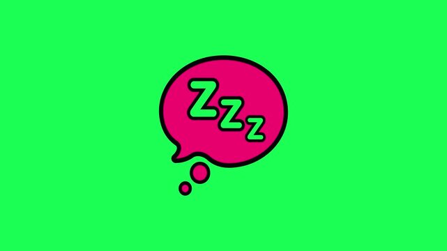 Cartoon sleep bubble with zzz letters on bright green background