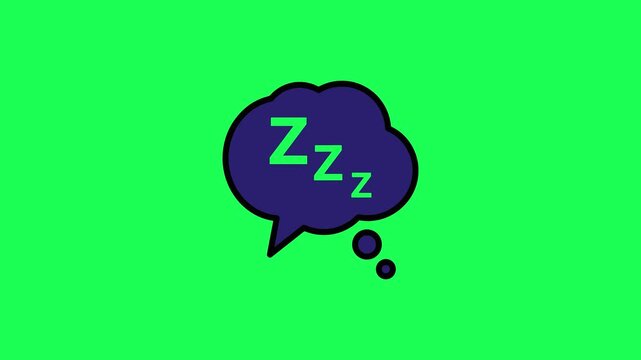 Sleeping icon cartoon style with zzz letters on green