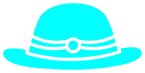Fototapeta premium Bright cyan fedora hat icon design for fashion and clothing accessories