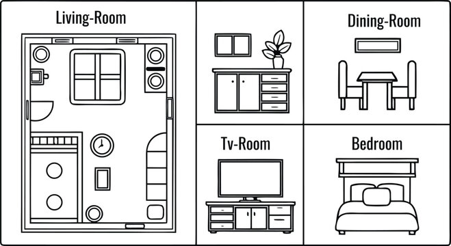 Black and white architectural floor plan with labeled room floorplan