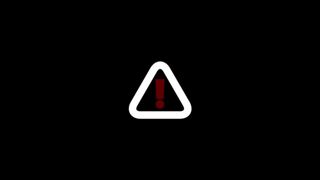 Exclamation mark icon Animation of a danger, Warning symbol attention with alpha channel 4K stock video