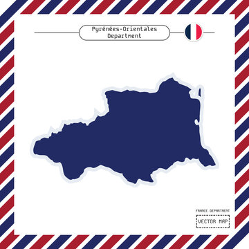 Pyr&eacute;n&eacute;es-Orientales department vector map representing southern France near the Mediterranean and Pyrenees, ideal for travel, tourism, geography, education and regional design.