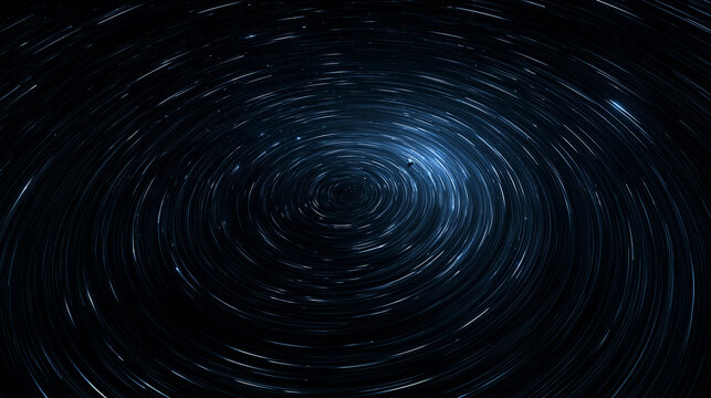 Circular Star Trails in Dark Night Sky
