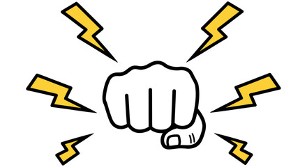 Fist Punch With Impact Lines Yellow And White Vector Illustration