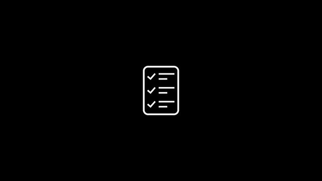 Checklist ui icon line animation.Minimalist clipboard with check marks icon animated symbolizing task completion or checklist concept.