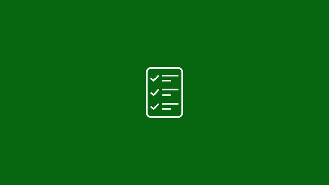 Checklist ui icon line animation.Minimalist clipboard with check marks icon animated symbolizing task completion or checklist concept.
