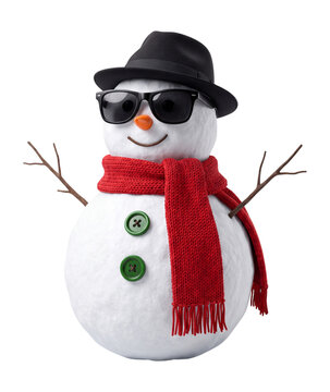 Cool snowman isolated on transparent background