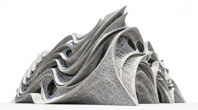 Low-Angle Heroic View of an Organic Futuristic Parametric Architectural Building Model