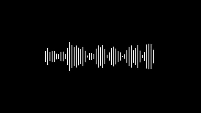 audio waves motion on black. Sound waves or audio waveform. Voice and conversation recording, soundtrack and music video visualization. Audio waves spectrum and frequency. Sound wave equalizer.