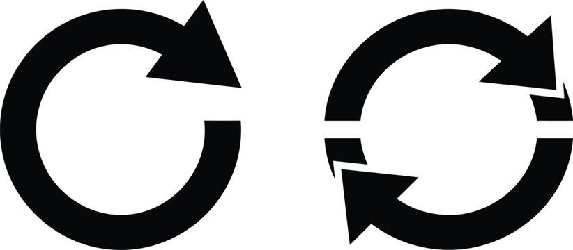 Refresh and Reload Icon Set - Circular Arrows for Repeat, Update, and Undo/Redo Actions