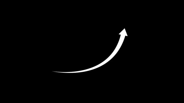 Simple animation of line arrow moving up. Growing and rising up.concept of exponential growth, improvement, business strategy, arrow rising up 4K