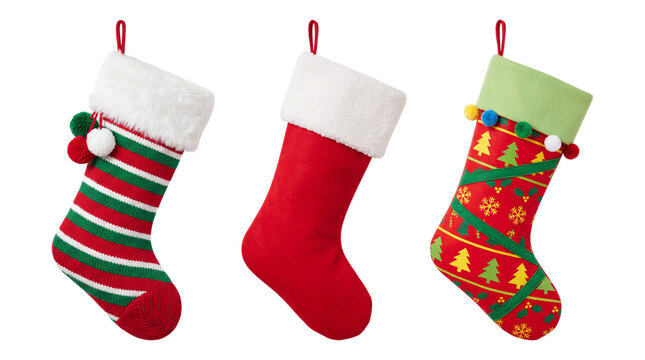 Christmas stockings isolated on transparent background