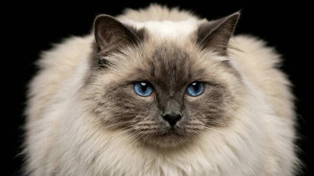 himalayan cat close up isolated on black background studio portrait in usa video