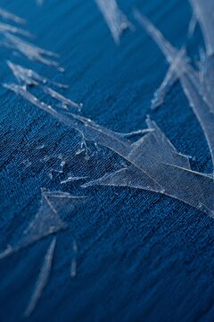 Cracked Ice Texture on Blue Fabric