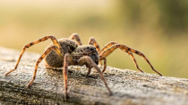 hobo spider close up at morning light in pacific northwest forest usa video