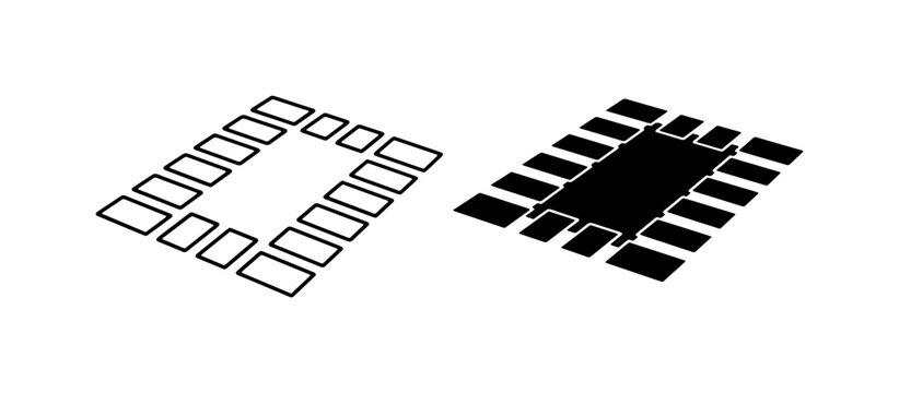 Electronic Chip Component, Microchip Outline, Circuit Board Technology Icon