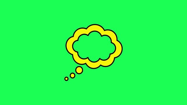 Bright yellow thought bubble illustration on vibrant green background