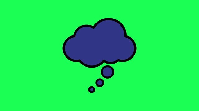 Dark blue thought bubble on vibrant green background illustration