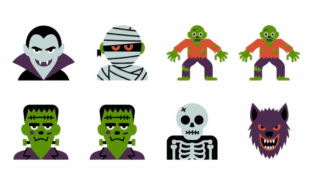 Set of halloween monster icons